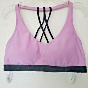 Underarmour Sports Bra Multiple Cross Back Pink Black Band Padded